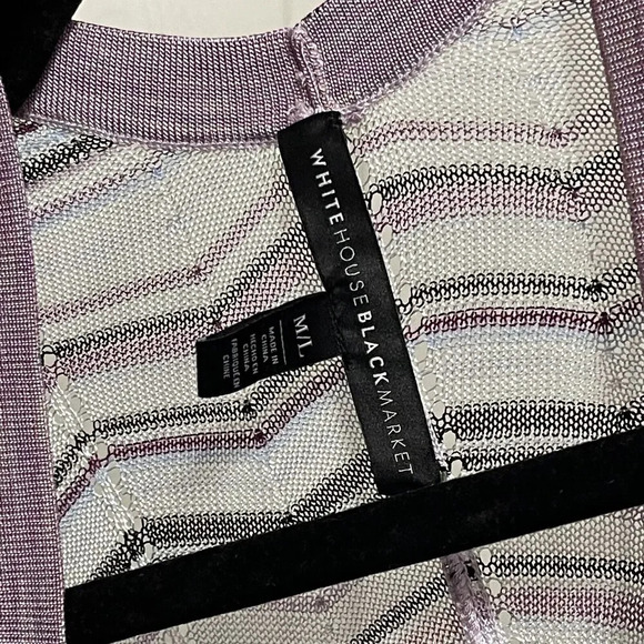 White House Black Market Chevron Knit Shawl Wrap Size M/L fringes tassel - Picture 4 of 6